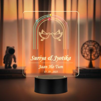 Personalized Couple Name LED Night Lamp Custom with Name & Date Unique Gift for Anniversary, Wedding, Marriage, Valentine Day, Birthday Warm White Light (Jaan Ho Tum)